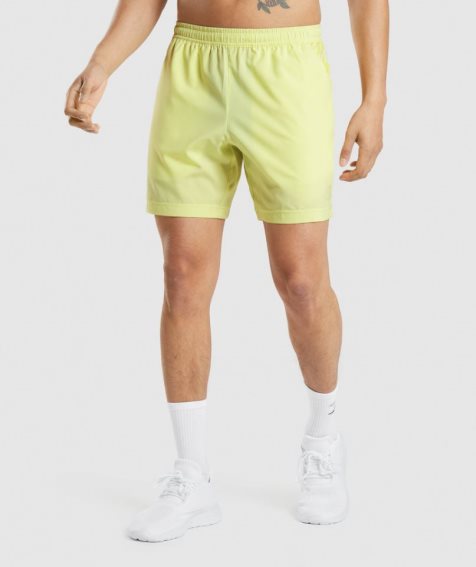 Men's Gymshark Sport Stripe 7" Shorts Yellow | CA 3NA610